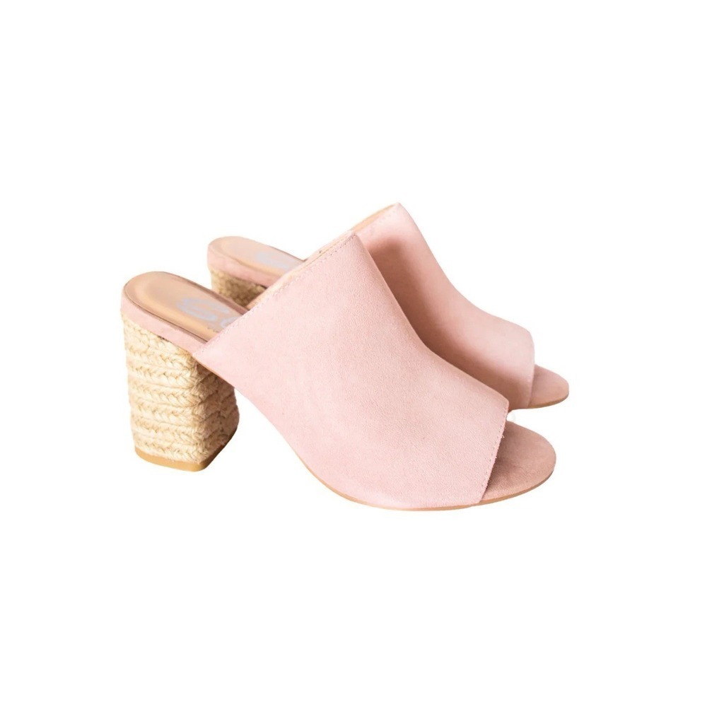 New Naughty Monkey Size 10 HELENA 2" Heeled Sandal Blush SUEDE Padded Insole